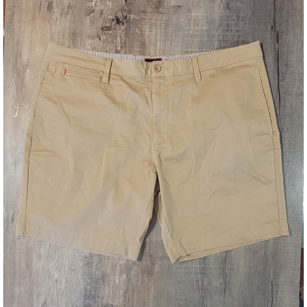 UNTUCKit Mens Chino Shorts W40 Tan Khaki Stretch Cotton Flat Front Casual 8.5in